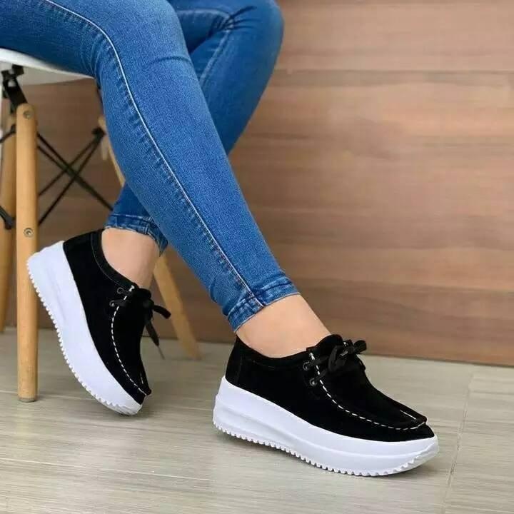 Chaussures de sport décontractées pour femmes, grandes tailles, à lacets, semelle épaisse, style européen et américain, pour le printemps et le commerce extérieur._voghion.com