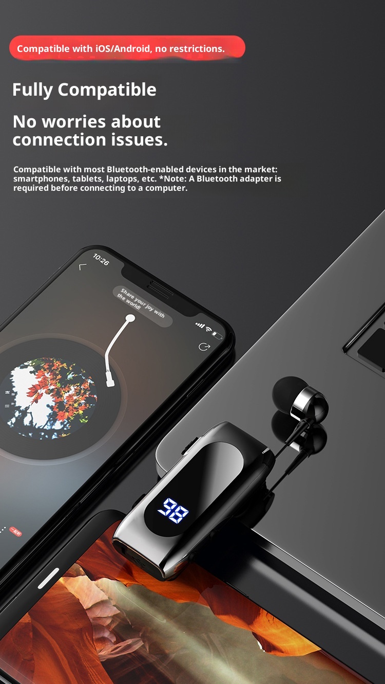 3c Lavalier Bluetooth Earbuds Wireless In-Ear Noise Cancelling Waterproof Long Battery Life For Drivers And Riders_voghion.com