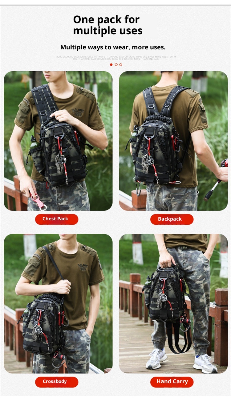 ActiveGo Factory Direct New Multi-Use Men's Large Capacity Multi-Functional Lure Backpack Shoulder Crossbody Chest Bag_voghion.com