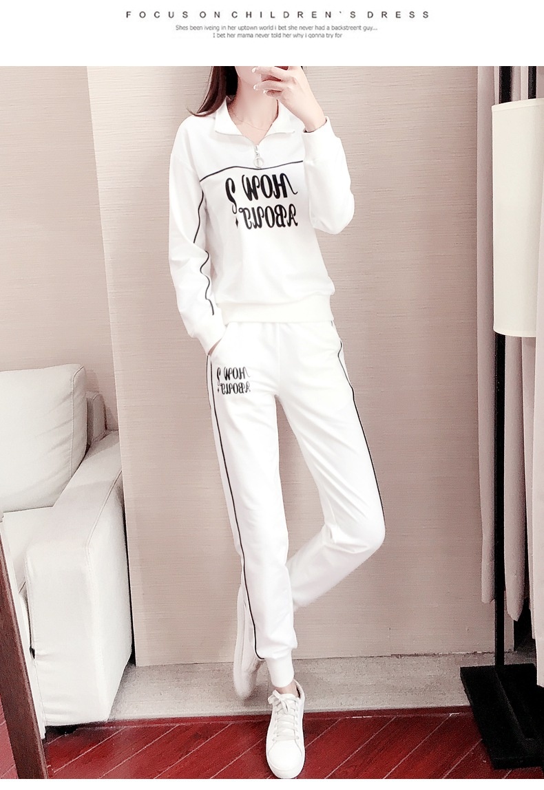 001 Plus Size Clothing 2025 Casual Sports Women's Autumn New Fashion White Sweatshirt Two-Piece Set_voghion.com