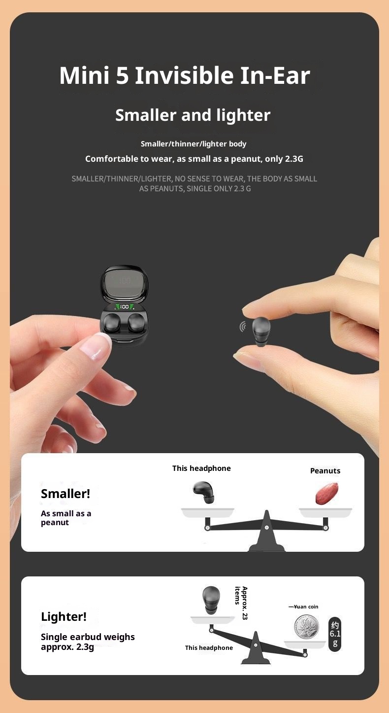 3c Sleep Bluetooth Earbuds True Wireless New Mini Ultra Small No Flashing Light Noise Cancelling In-Ear Unisex Earphones_voghion.com