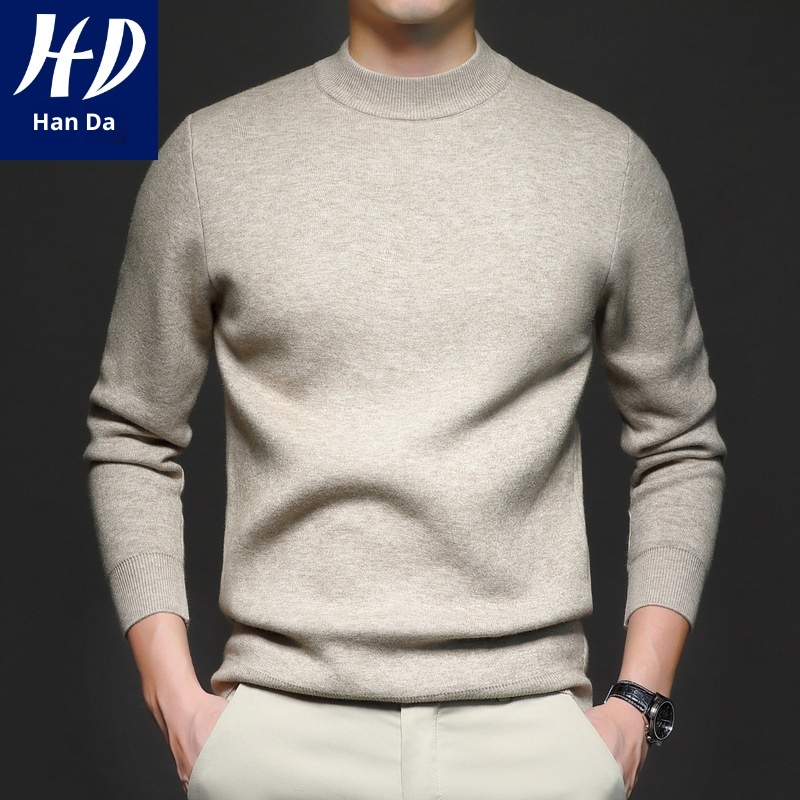 1 Factory Direct New Autumn Solid Color Half Turtleneck Slim Fit Sweater For Men Youth Base Shirt Men's Clothing_voghion.com