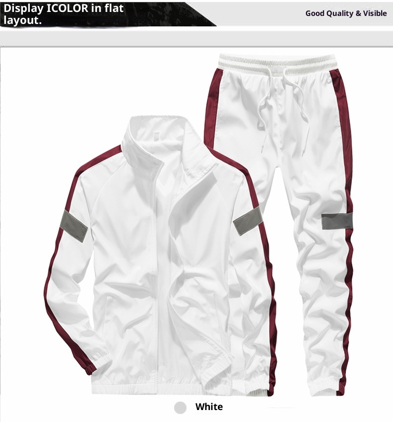 001 Neuer lässiger, dünner Stehkragen-Sport-Zweiteiler für Herren, Frühling/Herbst, Trendy 3225_voghion.com