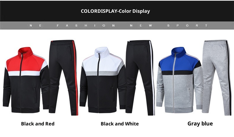 001 Cross-Border Casual Men Outdoor Sports Spring Autumn Sweatshirt Jacket School Group Uniform Two-Piece Set_voghion.com