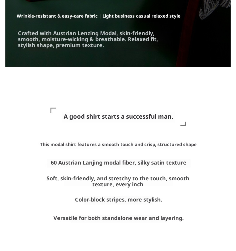 ForMen Urban Light Austrian Lenzing Modal Striped Shirt Men's High-end Business Silky Formal Wear Non-iron_voghion.com