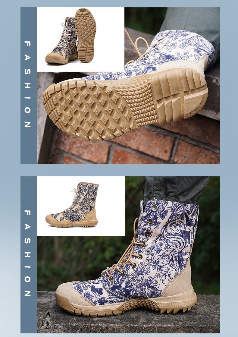 Chaussures montantes ShoeGlobe pour la randonnée en plein air, légères, en toile respirante, antidérapantes, résistantes à l'usure, imperméables et adaptées aux terrains désertiques et au trekking hors-piste._voghion.com