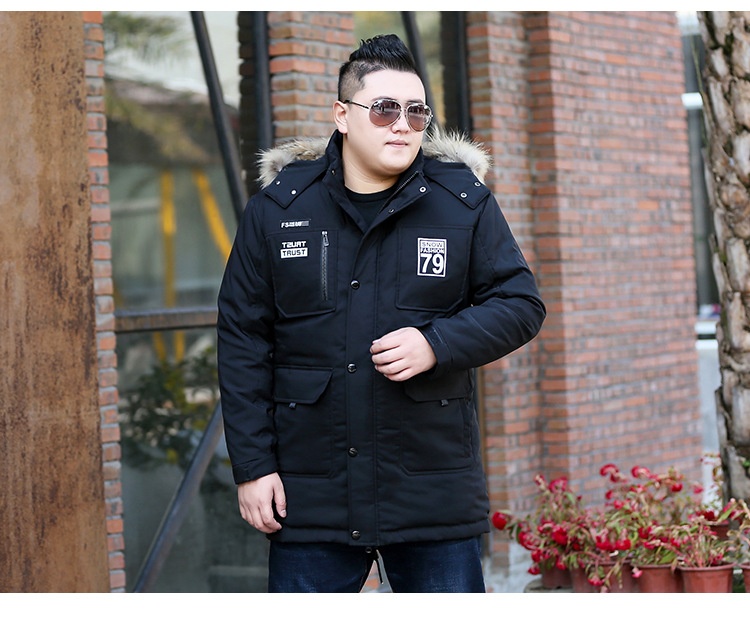 Daunenjacke in Übergröße für Jungen, mittellang, dick gefüttert, warm, Oversized-Wintermantel für Herren_voghion.com