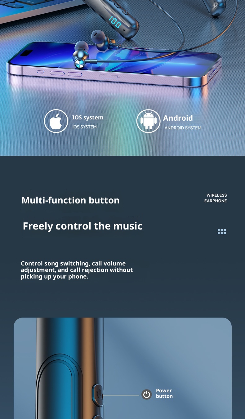 3c 2023 Nuove cuffie Bluetooth da gioco wireless con fascia da collo e display digitale, batteria a lunga durata, universali per tutti_voghion.com