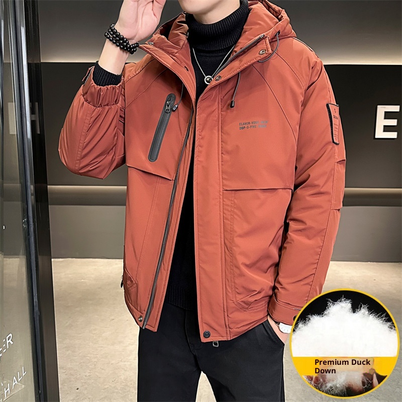 Winterdaunenjacke im gleichen Stil für Herren, trendige Marke, attraktive Kapuzenjacke, Arbeitskleidung, dicker, warmer Mantel_voghion.com