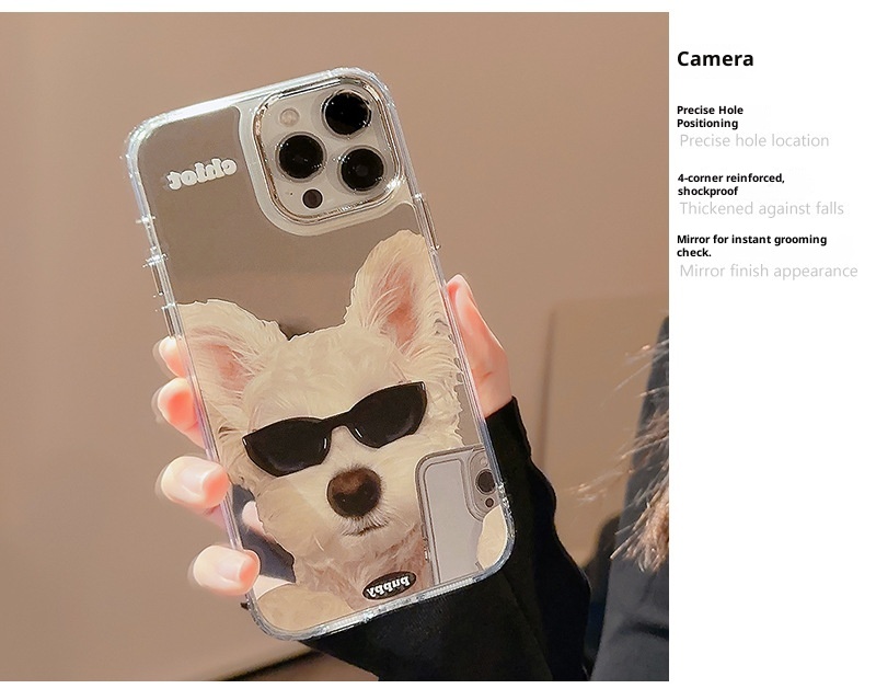 TechGlobe compatibile con 15 Pro Phone Case Max Occhiali da sole Cane iPhone 16 Copertura completa 13 Trendy Cool Personality 14 Specchio_voghion.com