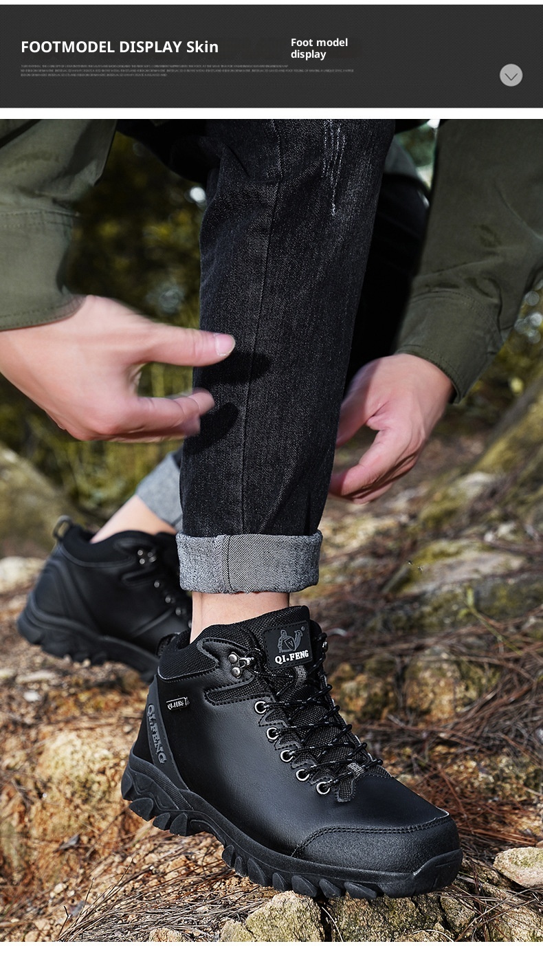 ShoeGlobe Winterschuhe mit dicker Sohle, rutschfest, wasserdicht, hoch geschnitten, für Outdoor-Aktivitäten wie Wandern und Freizeit._voghion.com