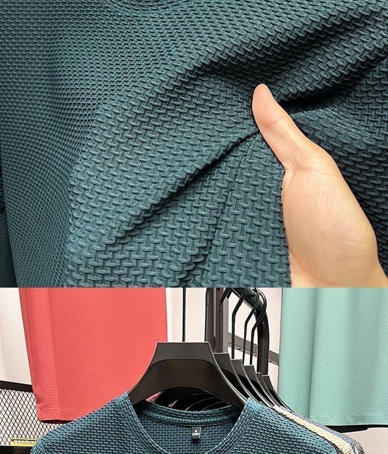 Maglietta da uomo in seta ghiacciata, manica corta, 2025, nuova estate, in jacquard di bambù, traspirante, elasticizzata, versatile_voghion.com