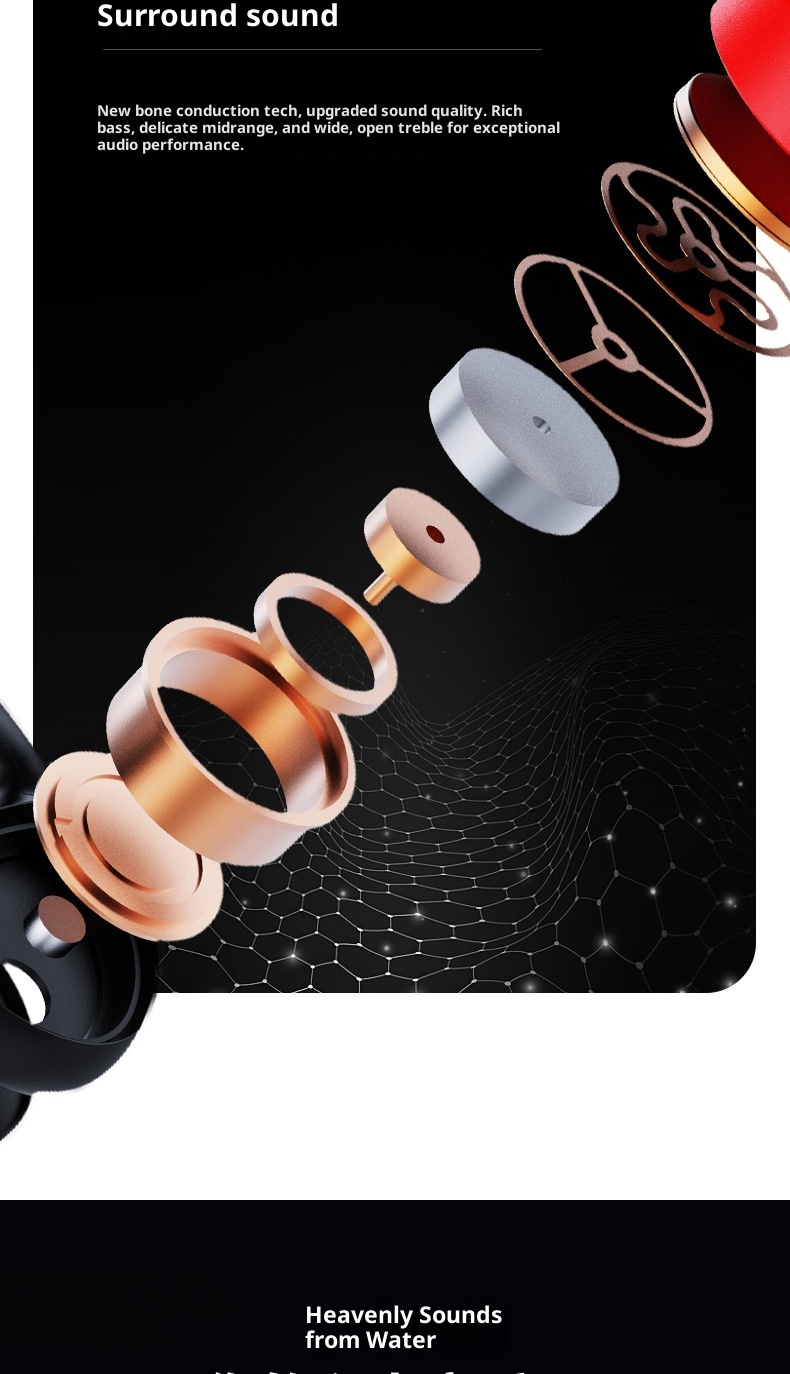 3c X7 Bone Conduction Wireless Non-In-Ear Sports Running Waterproof Over-Ear Bluetooth 5.3 Earphones_voghion.com