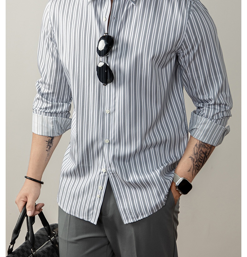ForMen Urban Light Austrian Lenzing Modal Striped Shirt Men's High-end Business Silky Formal Wear Non-iron_voghion.com