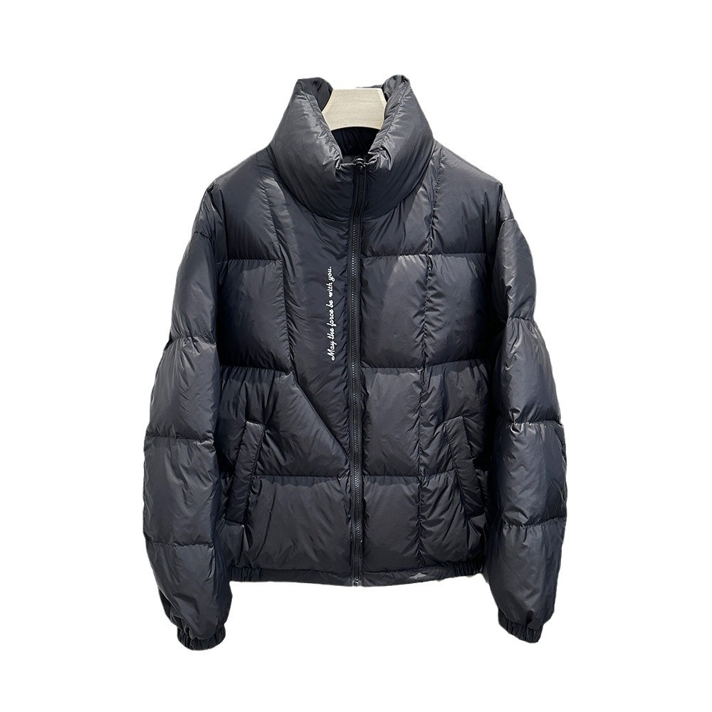 boy 23 New For Men, Thicened Letter Print Puffer Jacet, Stand Collar Trendy Men's Versatile Structured Down Jacet In_voghion.com