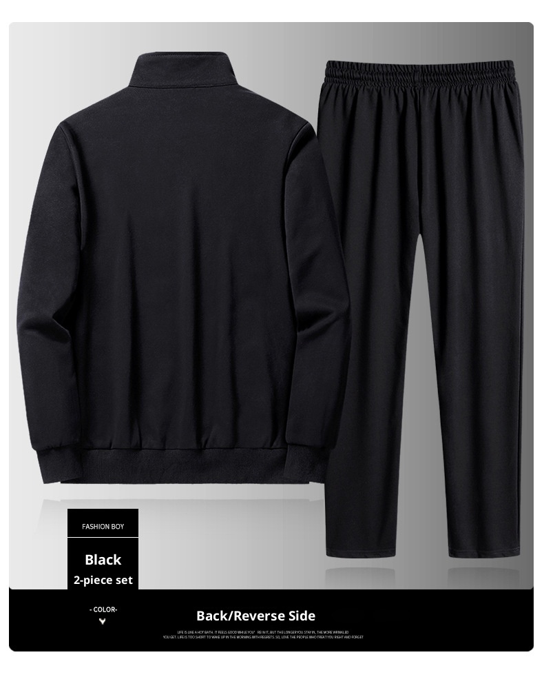 001 New Sports Men Spring Autumn Sweatshirt Straight Pants Running Casual Two-piece Set Plus Size Cardigan Suit Customized_voghion.com