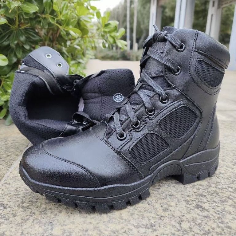 ShoeGlobe Scarpe da arrampicata alte in vera pelle, impermeabili, antiscivolo, resistenti all'usura, ultraleggere, da combattimento, con cerniera, per attività all'aperto_voghion.com