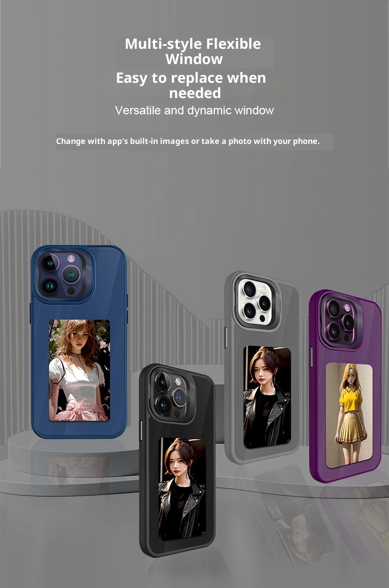 TechGlobe Vierfarben-Tinte, kompatibel mit iPhone 16 Standglas, 15 Pro Max Bildschirmprojektions-Handyhülle_voghion.com