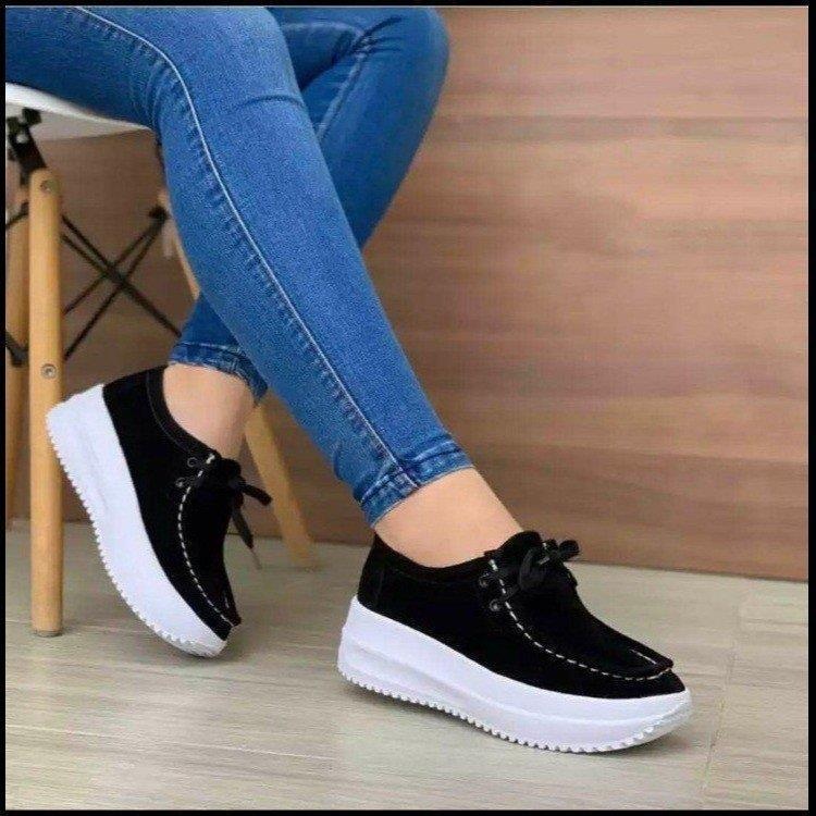 Chaussures de sport décontractées pour femmes, grandes tailles, à lacets, semelle épaisse, style européen et américain, pour le printemps et le commerce extérieur._voghion.com