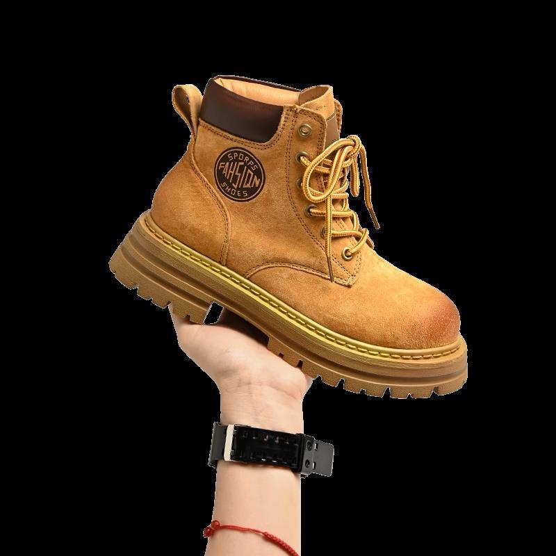 ShoeGlobe High-Top Martin Unisex Gelbe Trekking-Sportschuhe Rutschfeste Herrenstiefel Outdoor Wandern_voghion.com