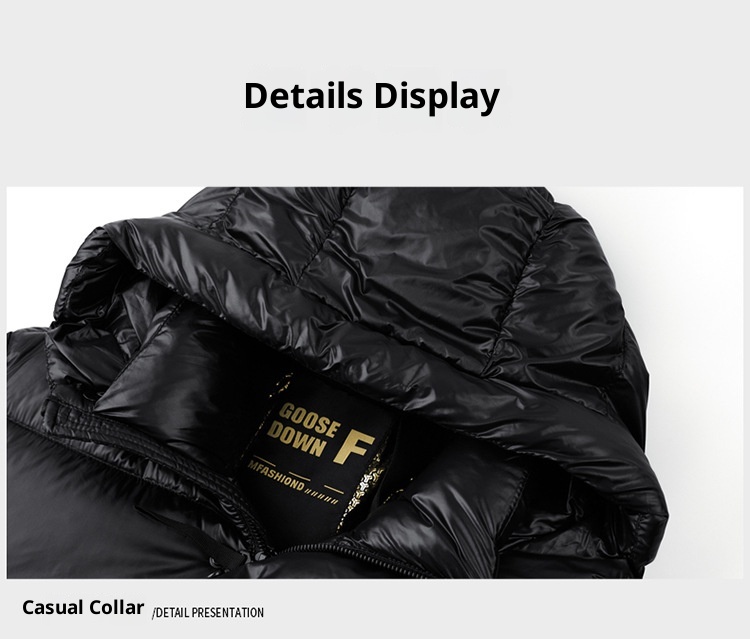 boy High-end Black Gold White Goose Thickened Down Jacket Winter Mid-length Casual Cold-proof Warm Coat Men's Trendy_voghion.com