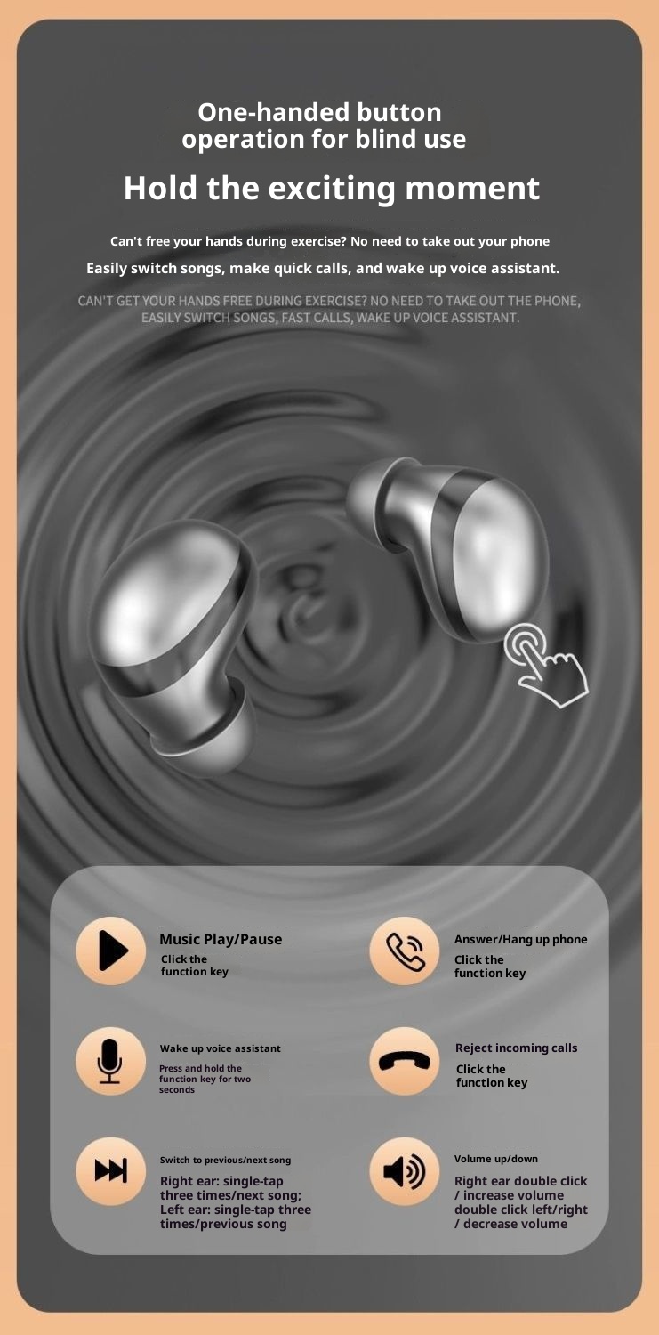 3c Sleep Bluetooth Earbuds True Wireless New Mini Ultra Small No Flashing Light Noise Cancelling In-Ear Unisex Earphones_voghion.com