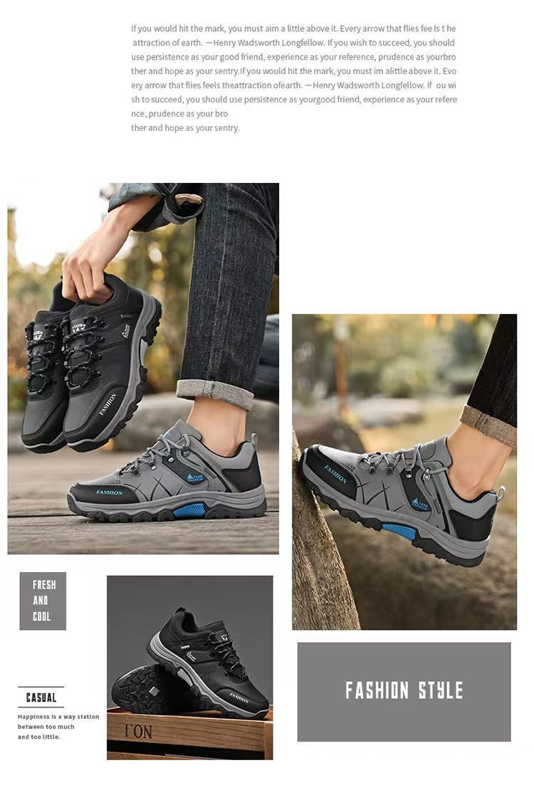 ShoeGlobe Men's 2025 Spring New Labor Protection Sports Hiking Waterproof Non-slip Wear-resistant Outdoor Low-top Casual Shoes For_voghion.com