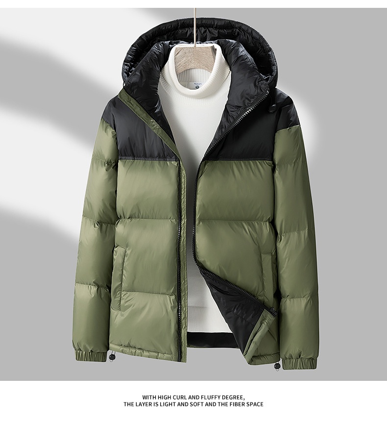 boy Winter New Men's Korean Style Color-Block Hooded Thickened Warm 90 White Goose Down Jacket Trendy Couple Cold-Resistant_voghion.com