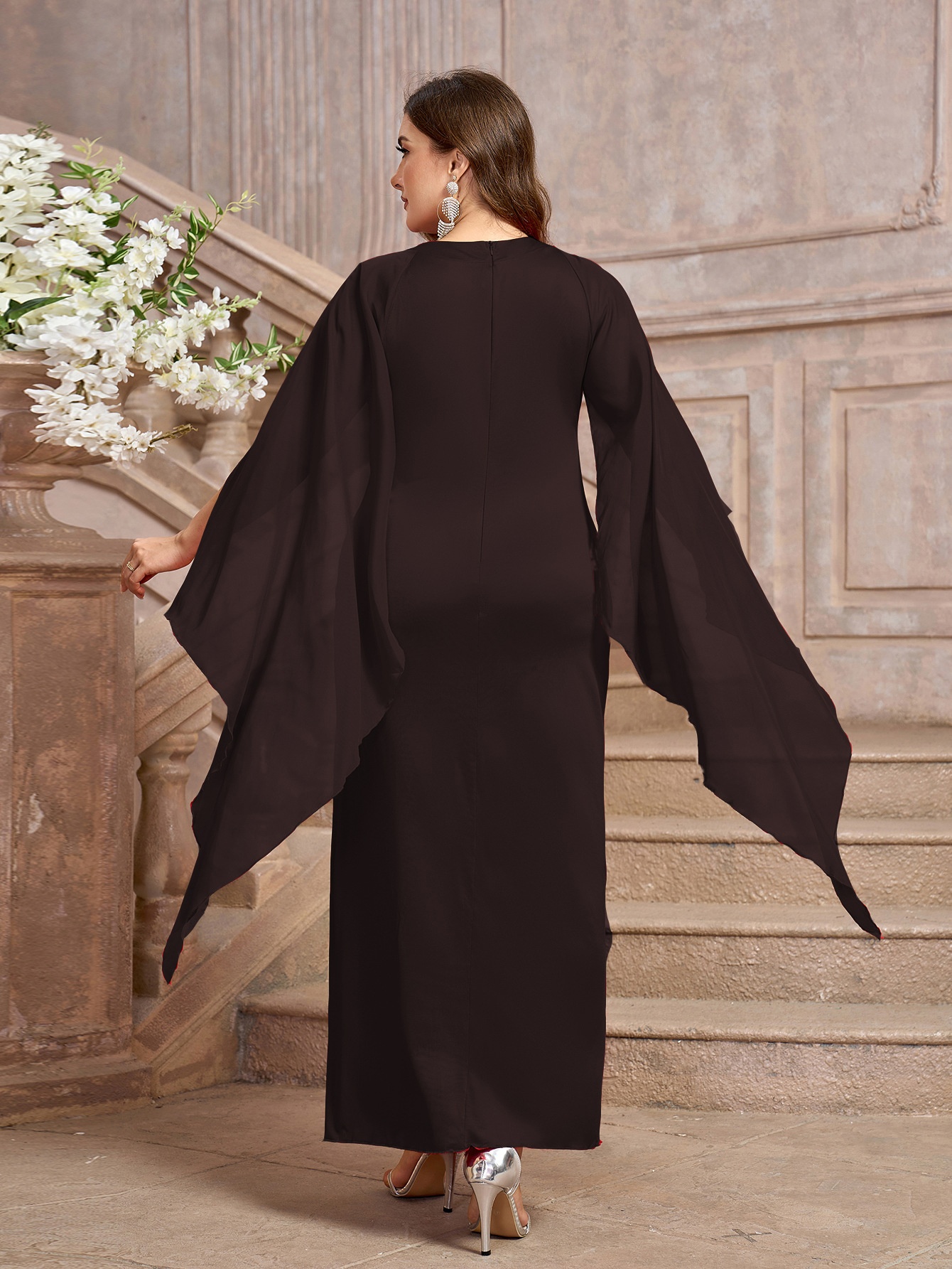 GraceChic Cross-Border New Women's Fashion European And American Foreign Trade Plus Size Gown Solid Color Slim Fit Party Dress_voghion.com