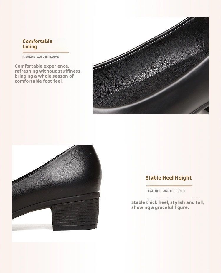 Chunky Heel Mom Commuting Versatile Small Leather Soft Sole Shallow Mouth Single Shoes Women 2025 Spring New Loafers_voghion.com