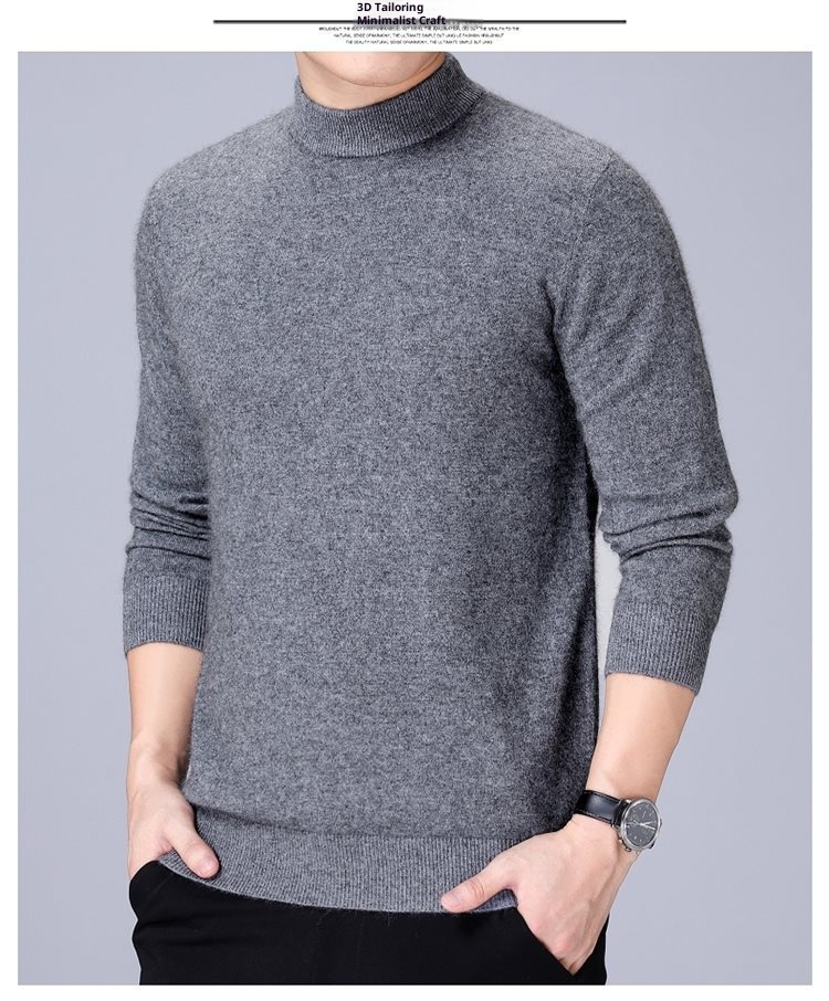 1 autentico maglione in pura lana ispessita per uomo, maglione a collo alto, strato di base per la mezza età, maglione da papà_voghion.com