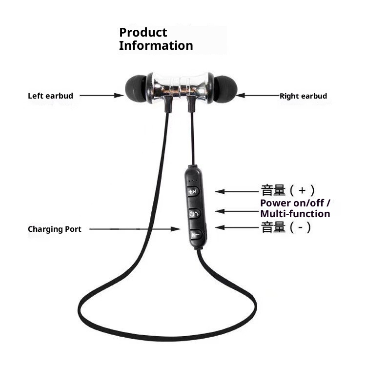 3c XT11 Magnetic Earphones Sports Bluetooth In-Ear Stereo Wireless Gift Factory Wholesale In Stock Noise Cancelling_voghion.com