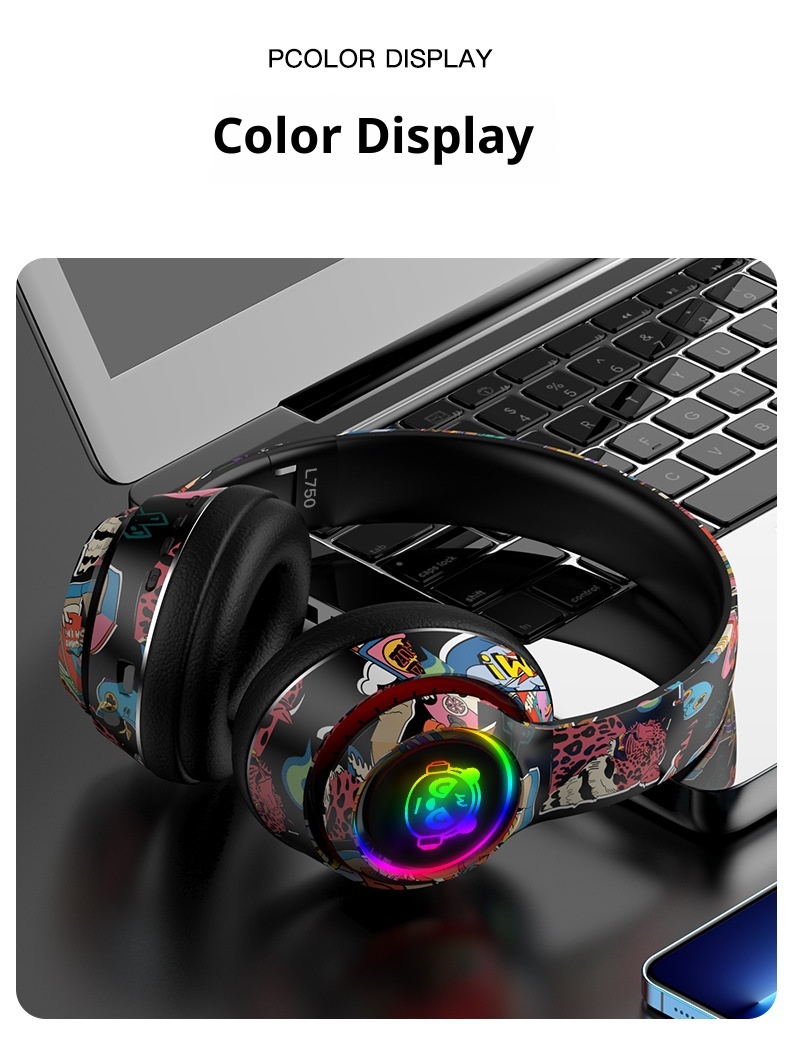 3c New Chinese Trend Graffiti Bluetooth Headphones Over-Ear Mobile Phone Wireless Sports Gaming Headset Universal Wholesale_voghion.com