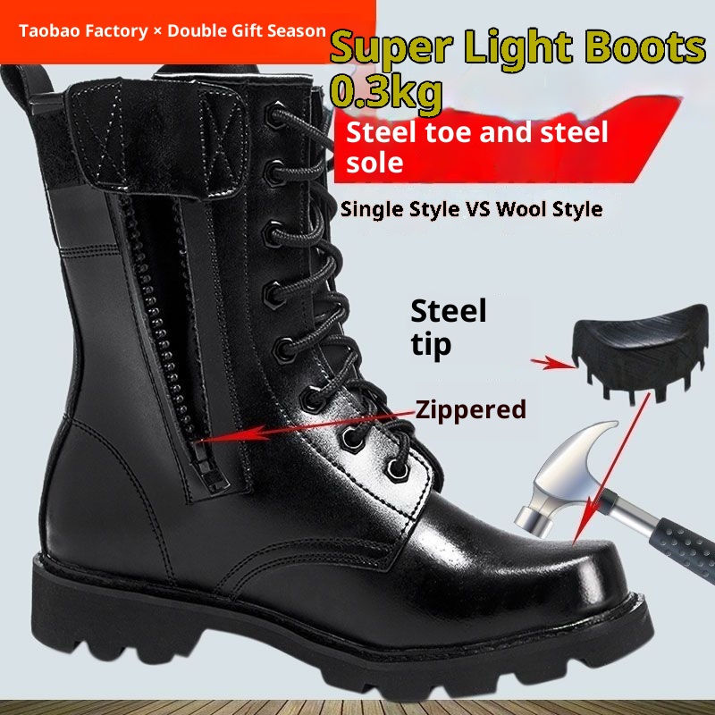 ShoeGlobe Scarpe da trekking alte da combattimento e sicurezza per esterni Stivali da lavoro in pelle Antiscivolo Arrampicata Resistente all'usura Impermeabile Trekking_voghion.com