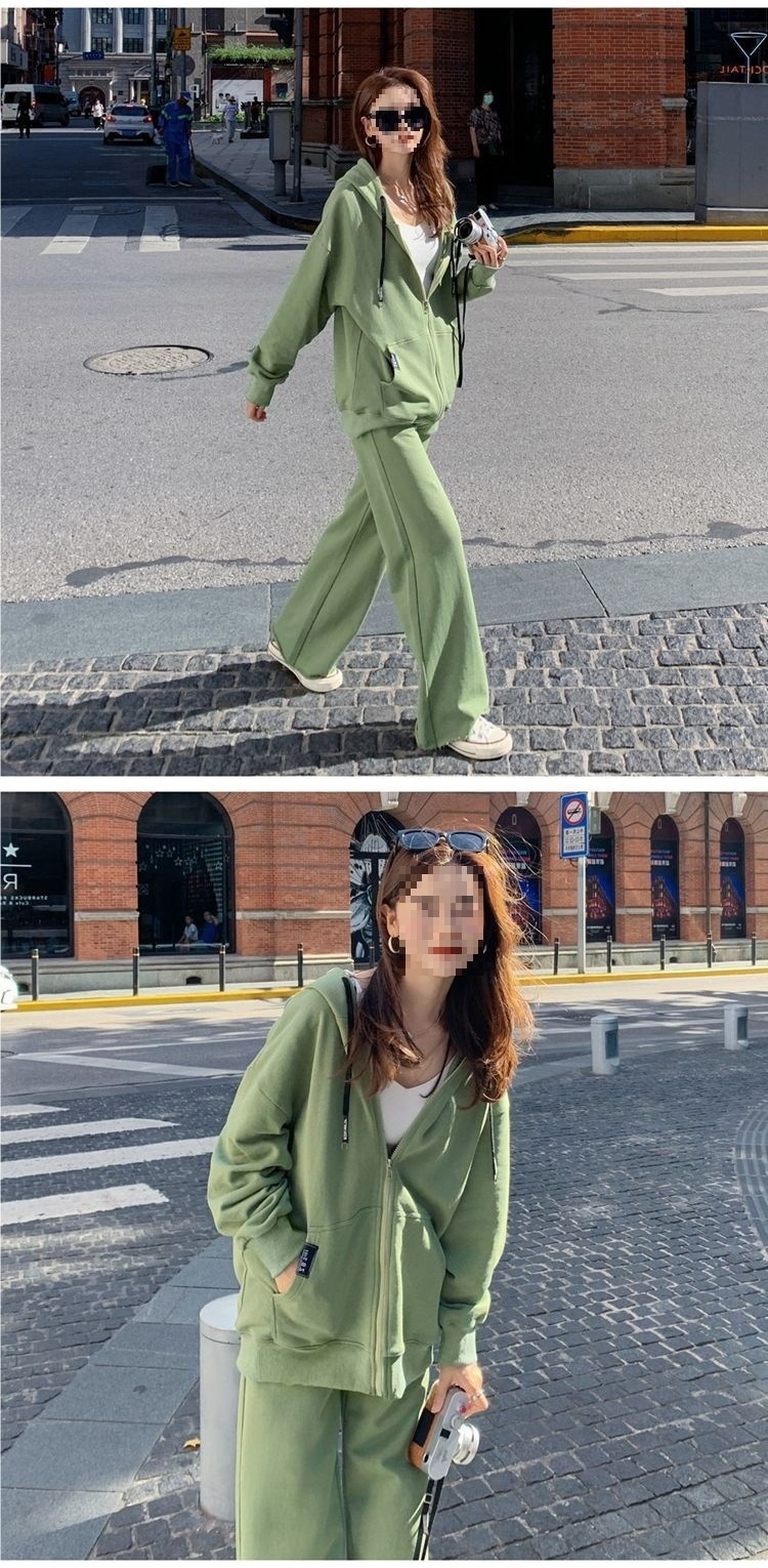 001 Plus Size Extra Large Sports Casual For Women, Spring Autumn Cardigan Sweatshirt And Wide-Leg Pants Two-Piece Set_voghion.com