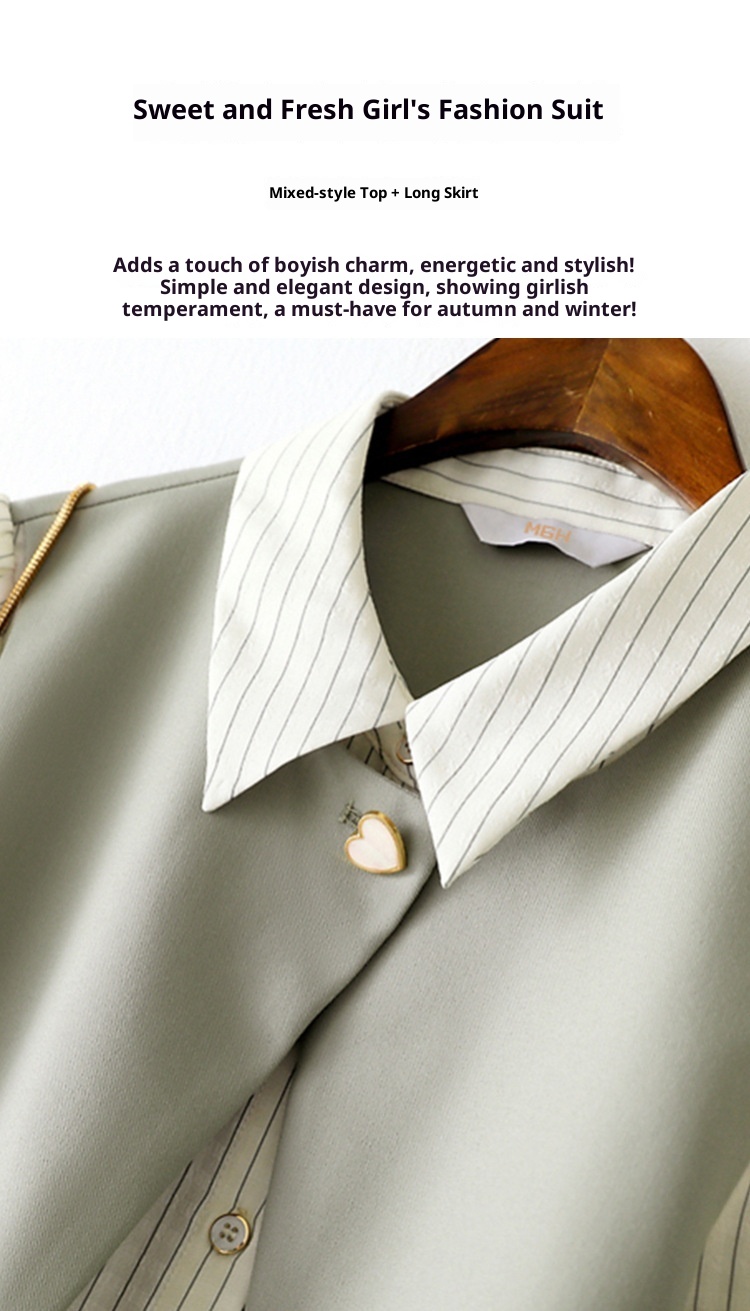 GraceChic GraceChic Completo a righe patchwork alla moda ed elegante 2024 Autunno Nuovo elegante due pezzi camicia blazer pantaloni tuta per donna_voghion.com