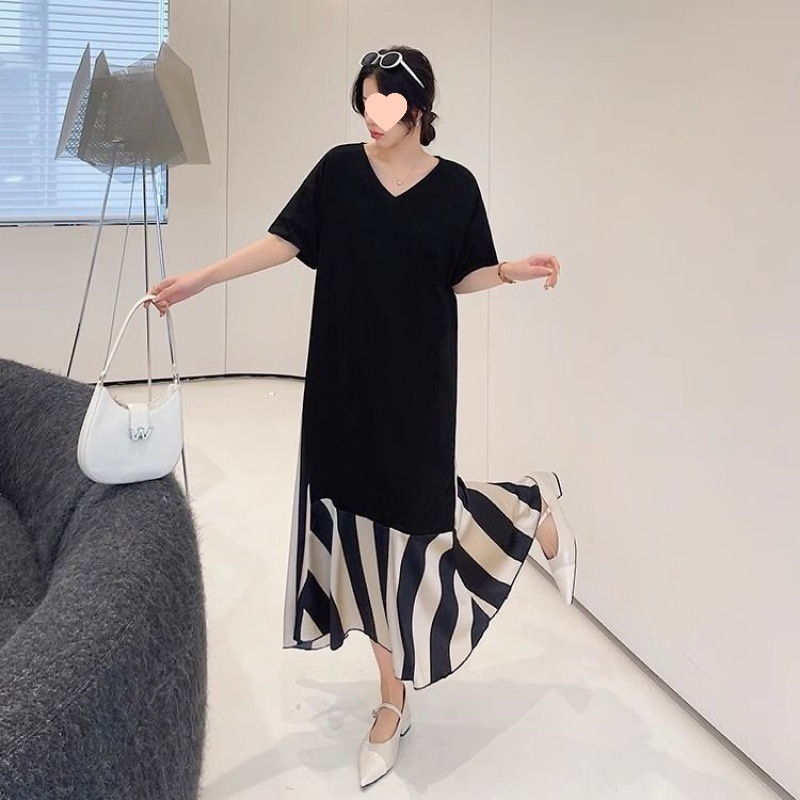 GraceChic GraceChic Plus Size Women's Fashion Light 1.0-150kg Elegant Loose Summer Slimming Long Shirt Dress European And American_voghion.com