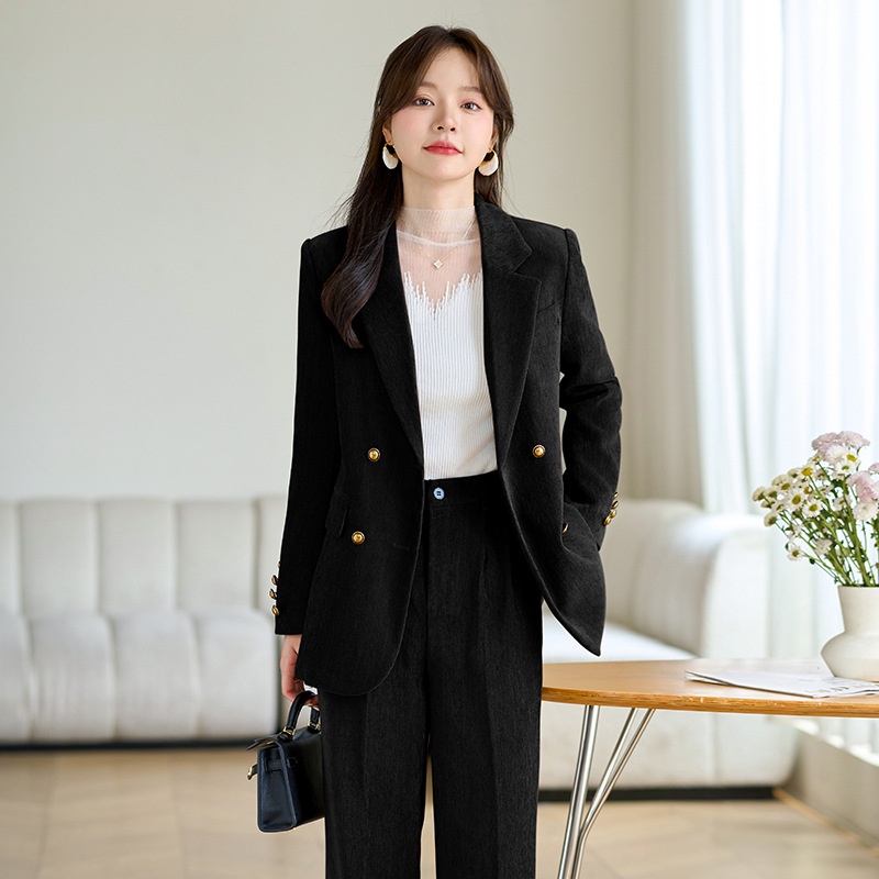 GraceChic Red Blazer For Women 2024 Autumn Winter Thick High-End Feel Petite Wide-Leg Pants Professional Suit Casual Formal Wear_voghion.com