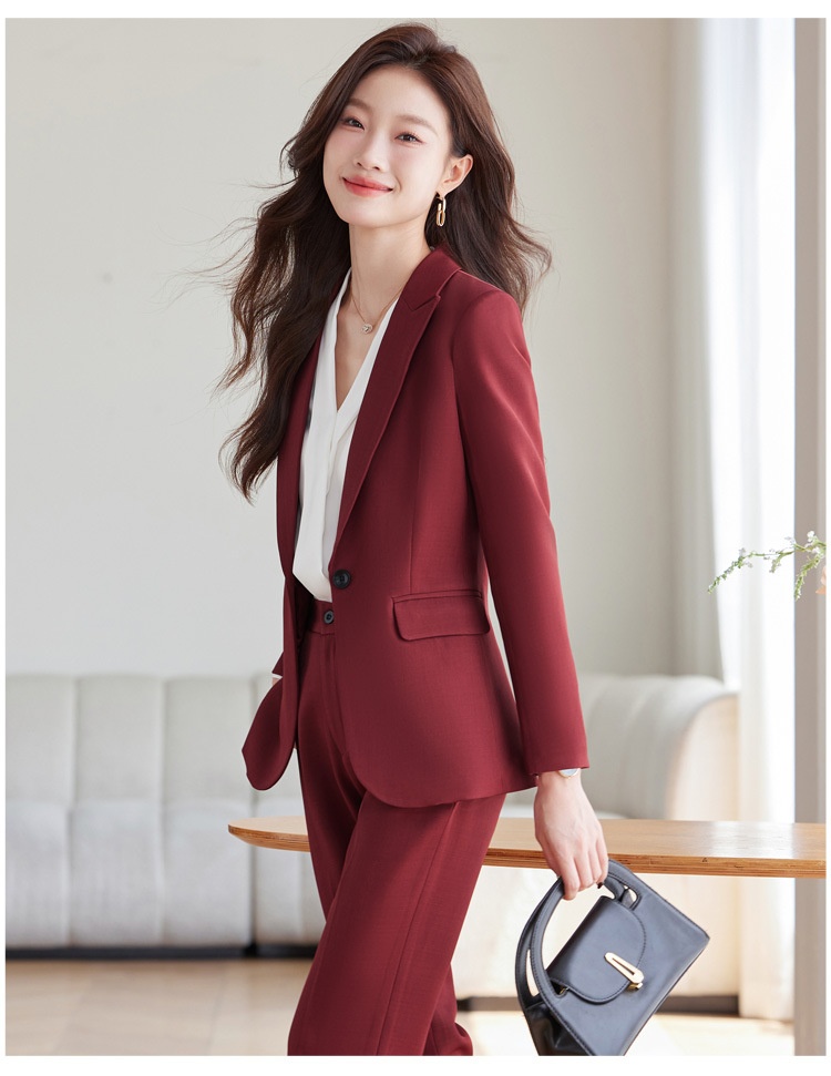 GraceChic Red Single Button Set For Women 2025 Spring And Autumn New Formal Suit Workwear Commuter Women's Professional Outfit_voghion.com