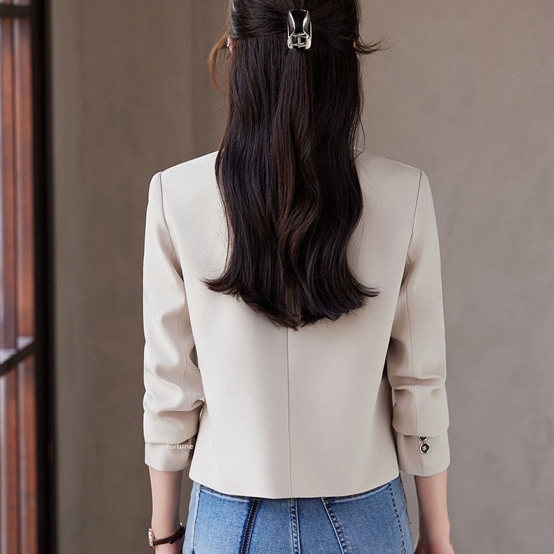 GraceChic Green Short Blazer For Women, Autumn Winter 2024 New Style, Elegant And Fashionable Suit With Wide-Leg Pants,_voghion.com