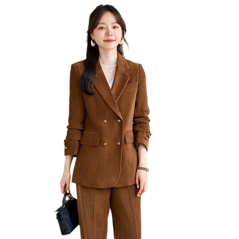 GraceChic Red Blazer For Women 2024 Autumn Winter Thick High-End Feel Petite Wide-Leg Pants Professional Suit Casual Formal Wear_voghion.com