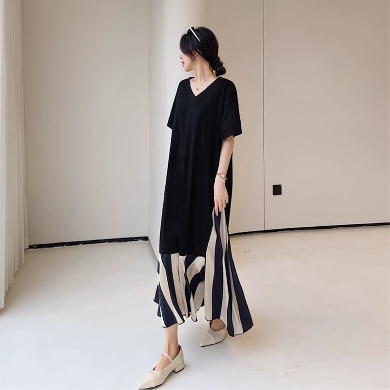 GraceChic GraceChic Plus Size Women's Fashion Light 1.0-150kg Elegant Loose Summer Slimming Long Shirt Dress European And American_voghion.com