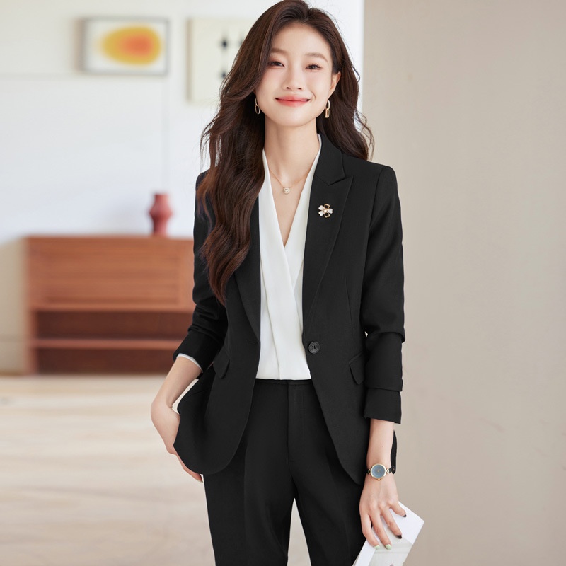 GraceChic Red Single Button Set For Women 2025 Spring And Autumn New Formal Suit Workwear Commuter Women's Professional Outfit_voghion.com