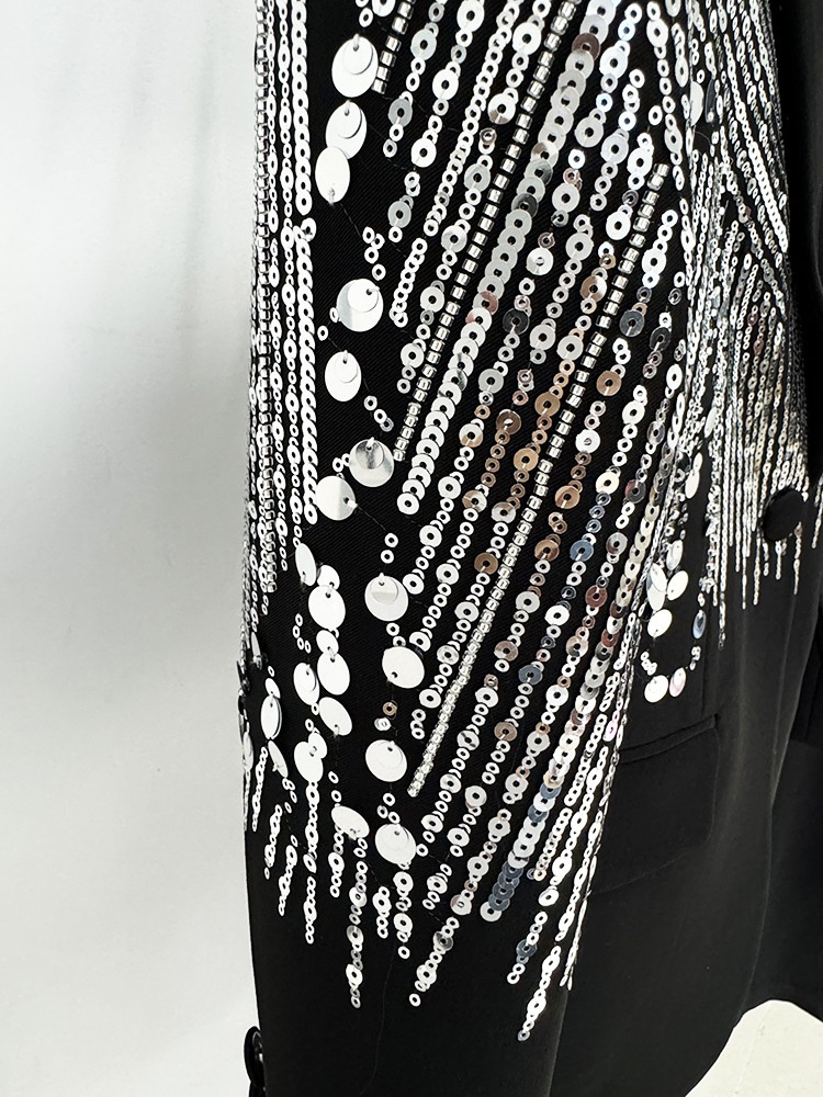 GraceChic - Conjunto de duas peças com calça comprida, bordado pesado com lantejoulas e aplicações de pérolas, inspirado na moda de celebridades europeias e americanas de 2024._voghion.com