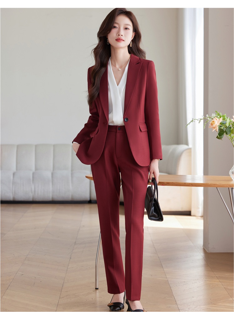GraceChic Red Single Button Set For Women 2025 Spring And Autumn New Formal Suit Workwear Commuter Women's Professional Outfit_voghion.com