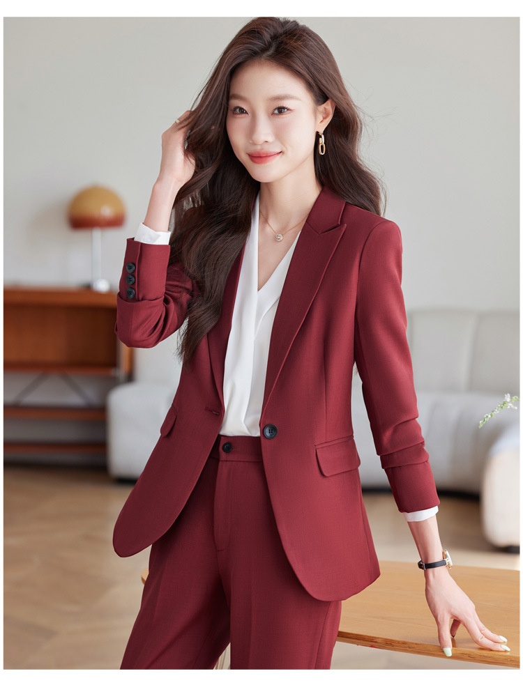 GraceChic Red Single Button Set For Women 2025 Spring And Autumn New Formal Suit Workwear Commuter Women's Professional Outfit_voghion.com