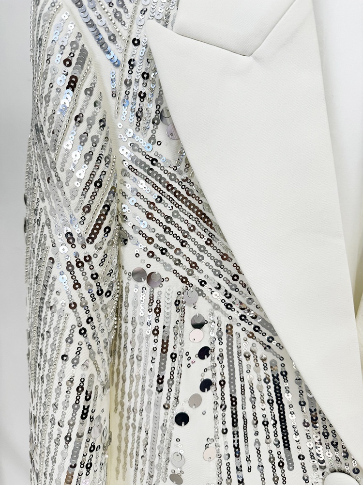 GraceChic - Conjunto de duas peças com calça comprida, bordado pesado com lantejoulas e aplicações de pérolas, inspirado na moda de celebridades europeias e americanas de 2024._voghion.com