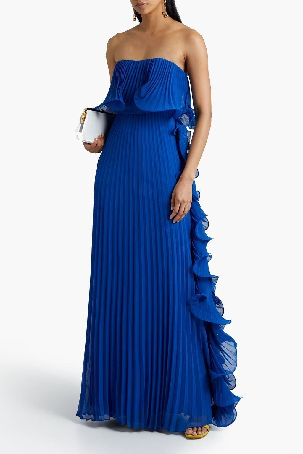 GraceChic 2025 Summer New European And American Women's Fashion Ins Style Pleated Bustier Flared Dress_voghion.com