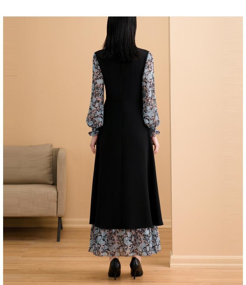 GraceChic Frühjahr/Herbst 2025: Neues Design im literarischen Stil für kurvige Frauen, knielanges zweiteiliges Blumenkleid in A-Linie_voghion.com