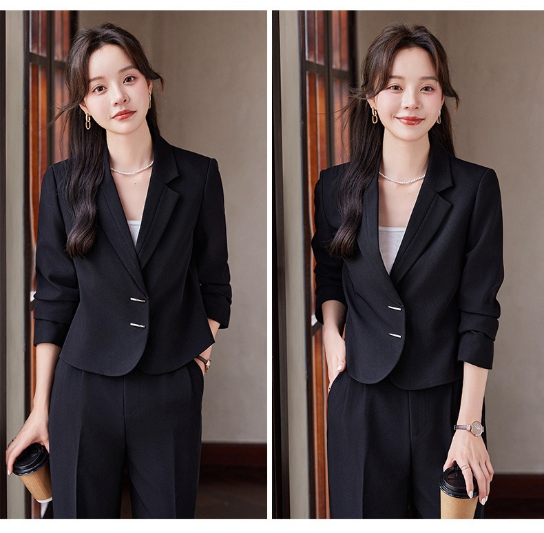 GraceChic Green Short Blazer For Women, Autumn Winter 2024 New Style, Elegant And Fashionable Suit With Wide-Leg Pants,_voghion.com